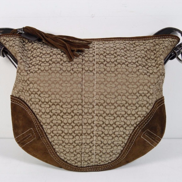 Coach Brown Suede Trim Canvas Mini Signature - Picture 4 of 4